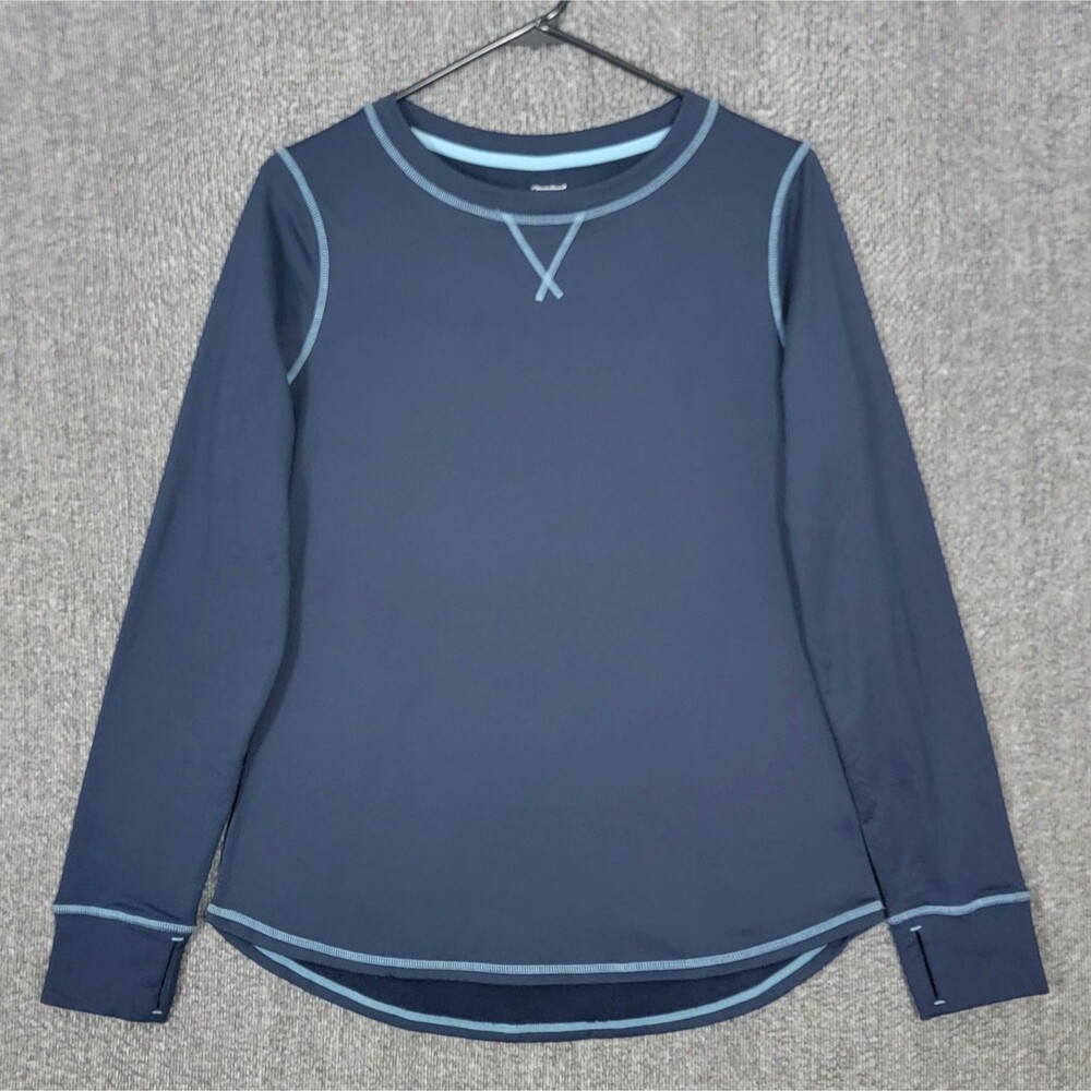 ClimateRight by Cuddl Duds Top Womens M Blue Fleece Base Layer w/ Thumbholes